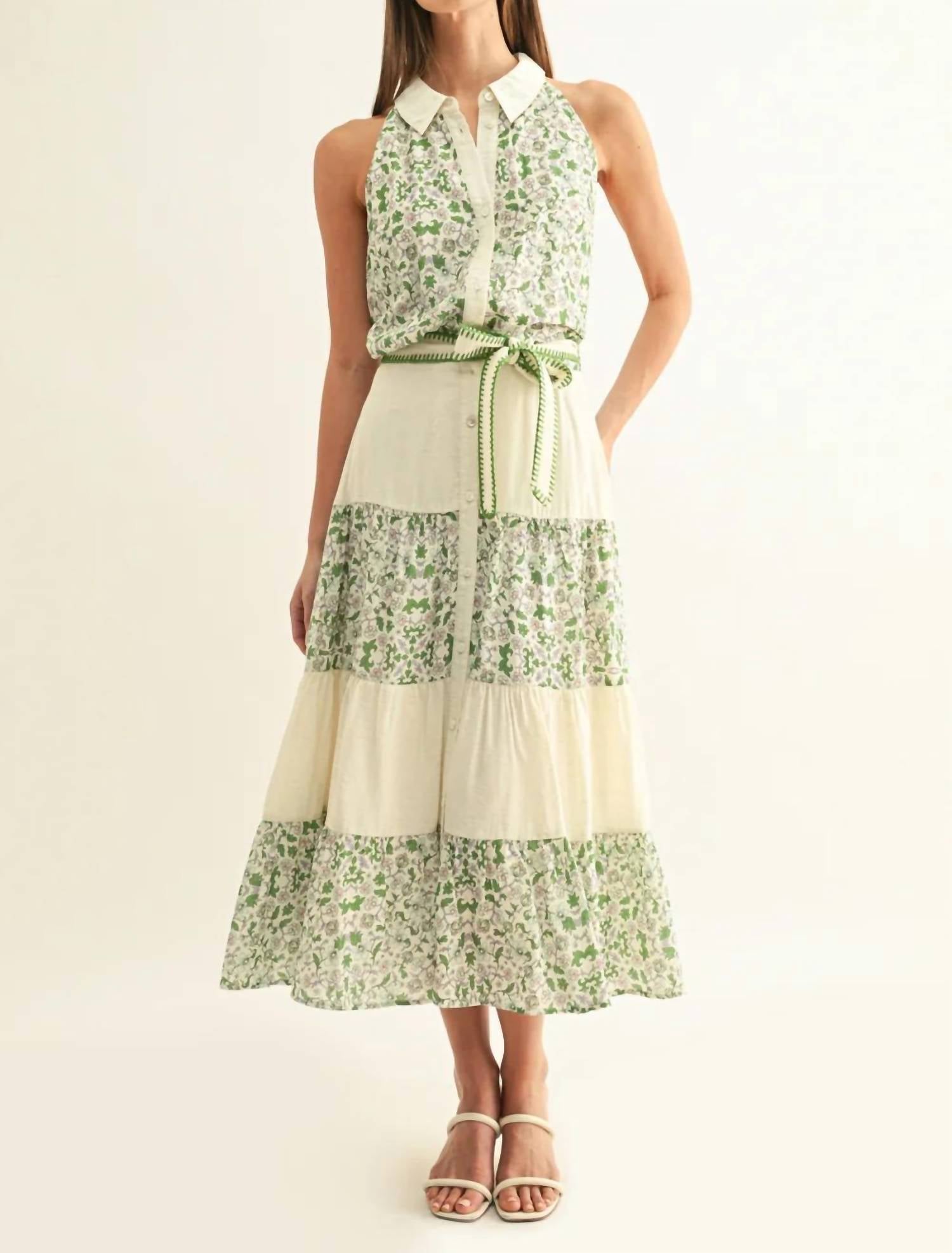 Adelyn Rae - BLAIR MIXED MEDIA FLARED MIDI SKIRT