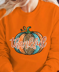 Shewin - Leopard Pumpkin Graphic Sweatshirt