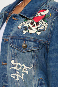 Ed Hardy - Flame Skull Denim Jacket