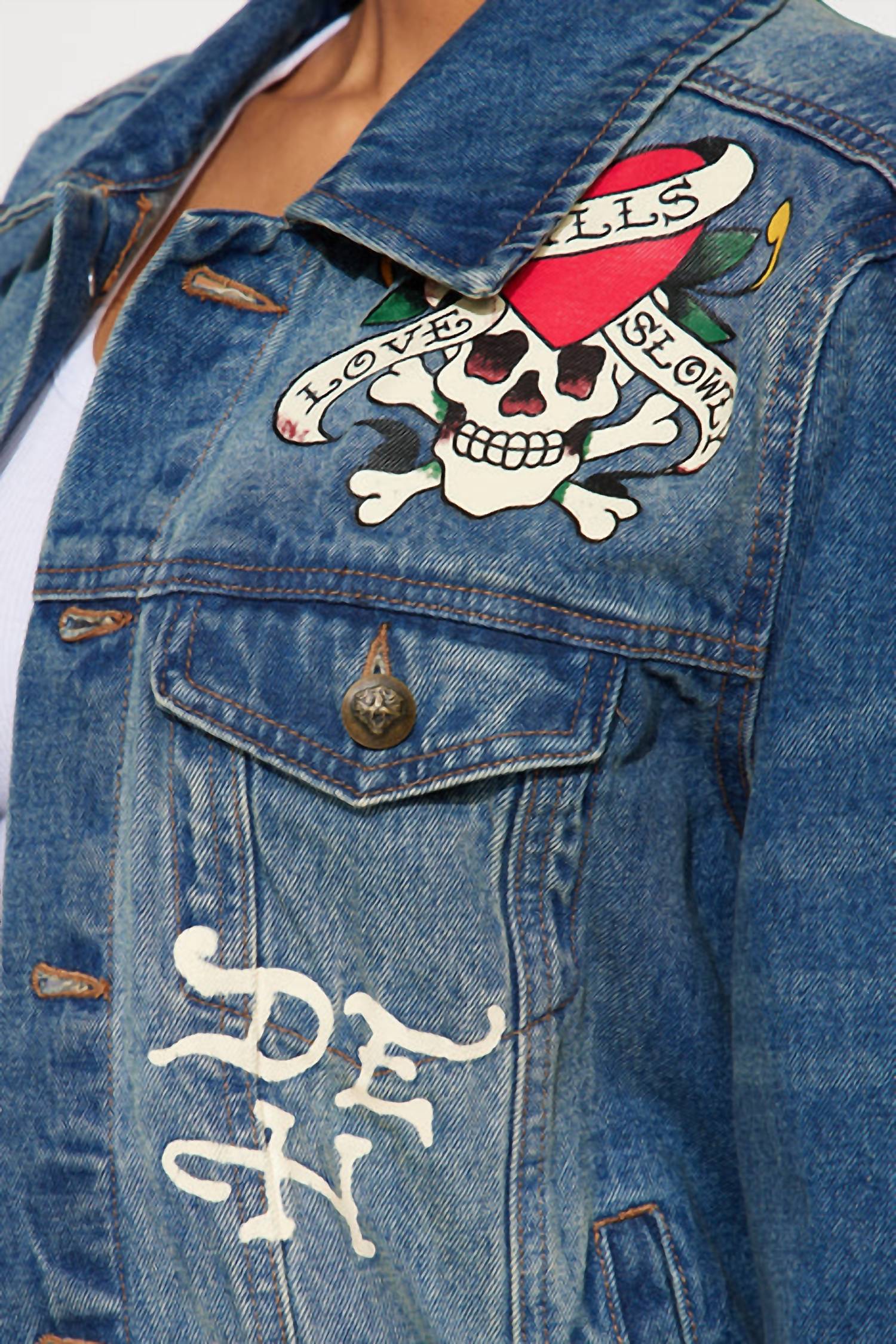 Ed Hardy - Flame Skull Denim Jacket
