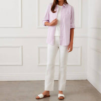 Karen Kane - Stripe Long Sleeve Button-Up Shirt