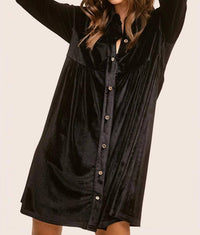 La Miel - Velvet Mini Shirt Dress