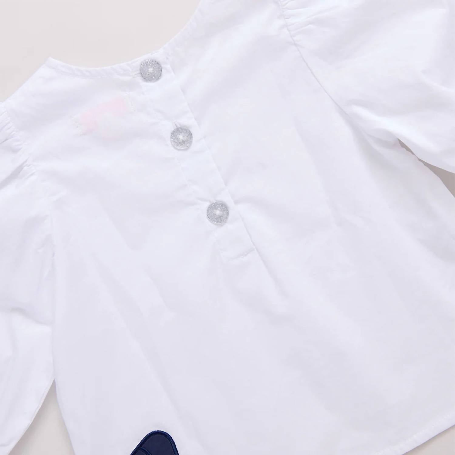 PINK CHICKEN Dana Bow Top in white - kids' blouse - view 4