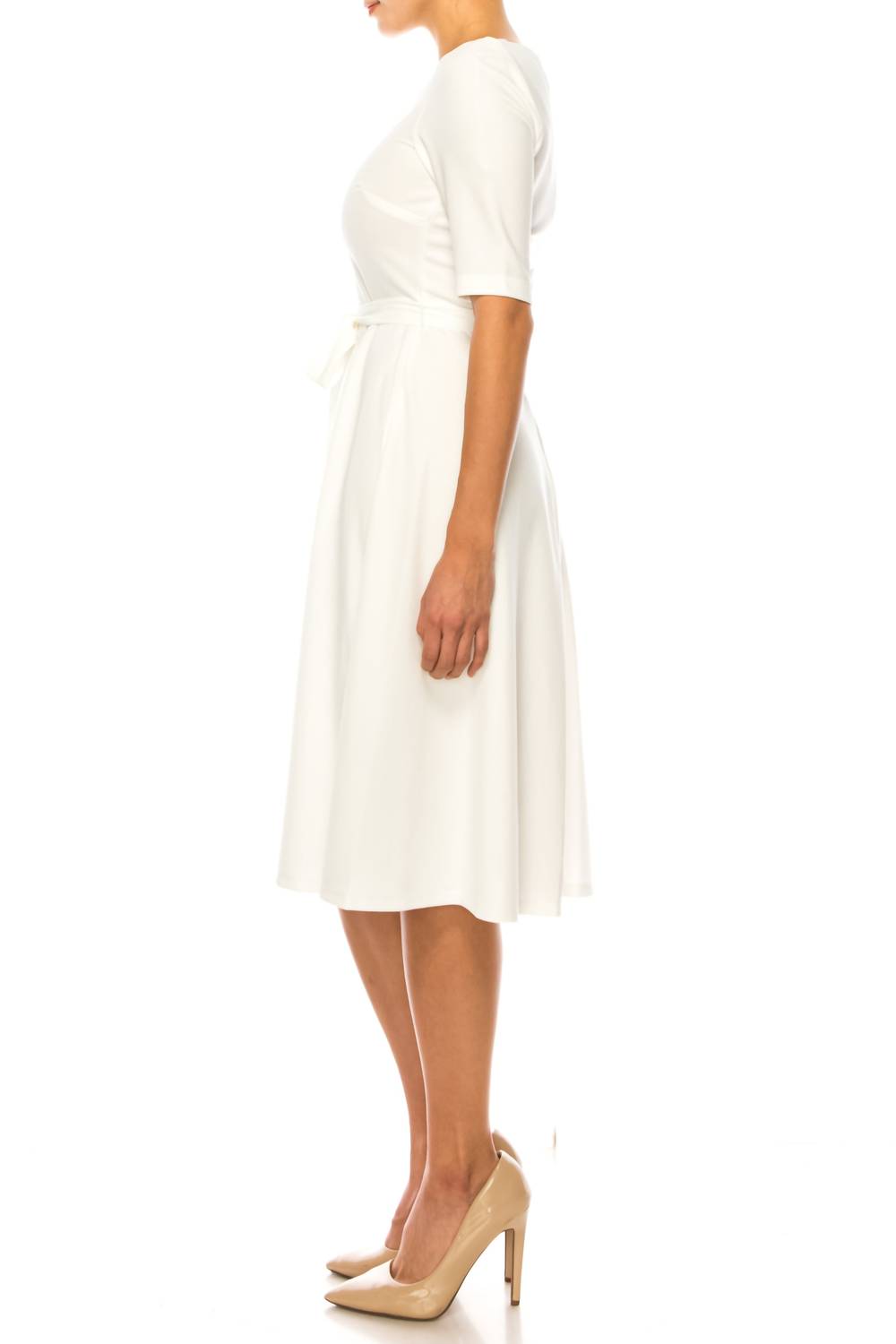 Maison Tara - Asymmetrical Neckline A-line Dress