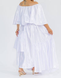 Karen T Design - Off Shoulders Crop Top And Asymmetric Ruffled Skirt Set