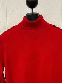 PINCH Women's Turtleneck Sweater in red - women's sweater - detail view