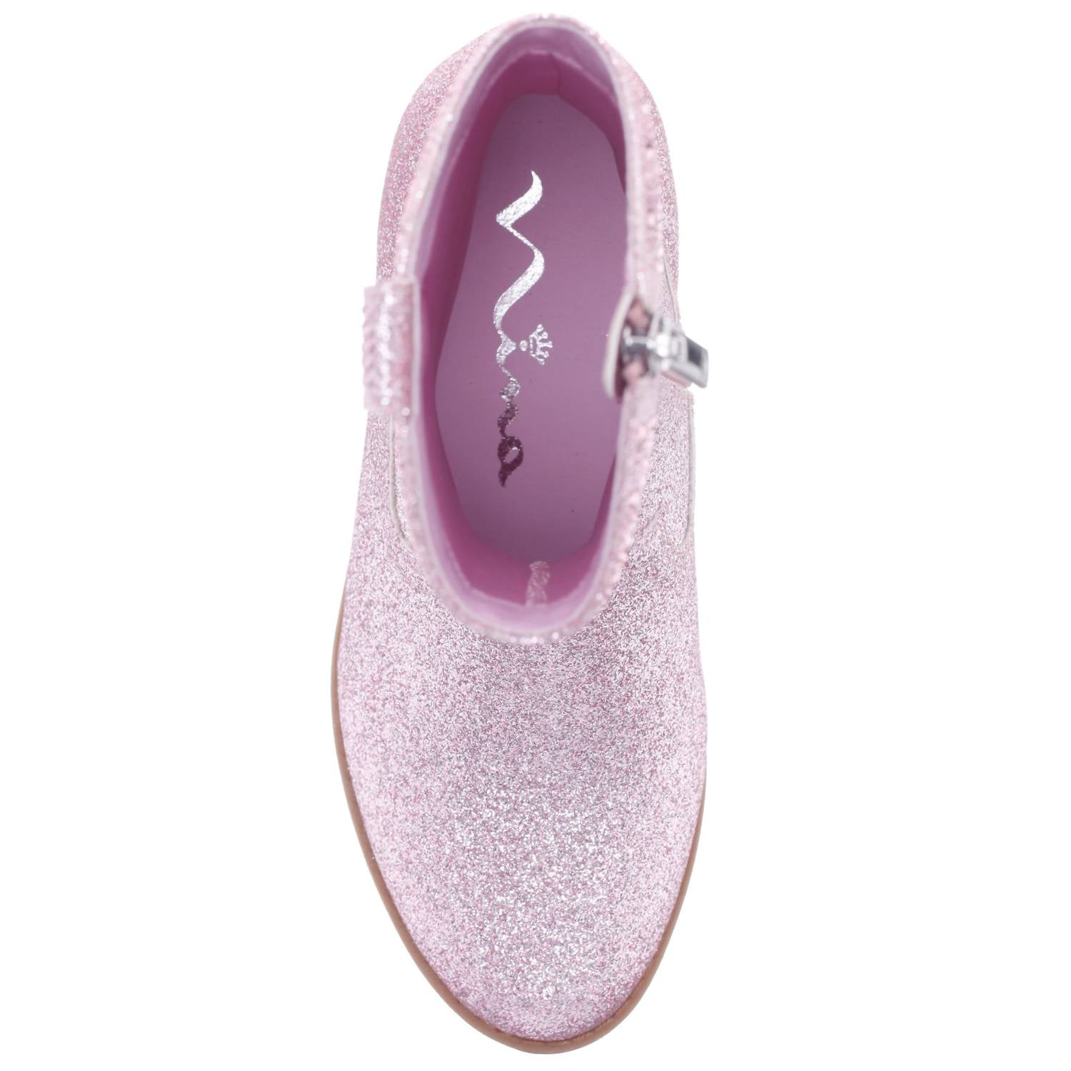 Nina Girls Hawley Side Zip Cowboy Boots in light pink glitter stones - kids' boots - view 4