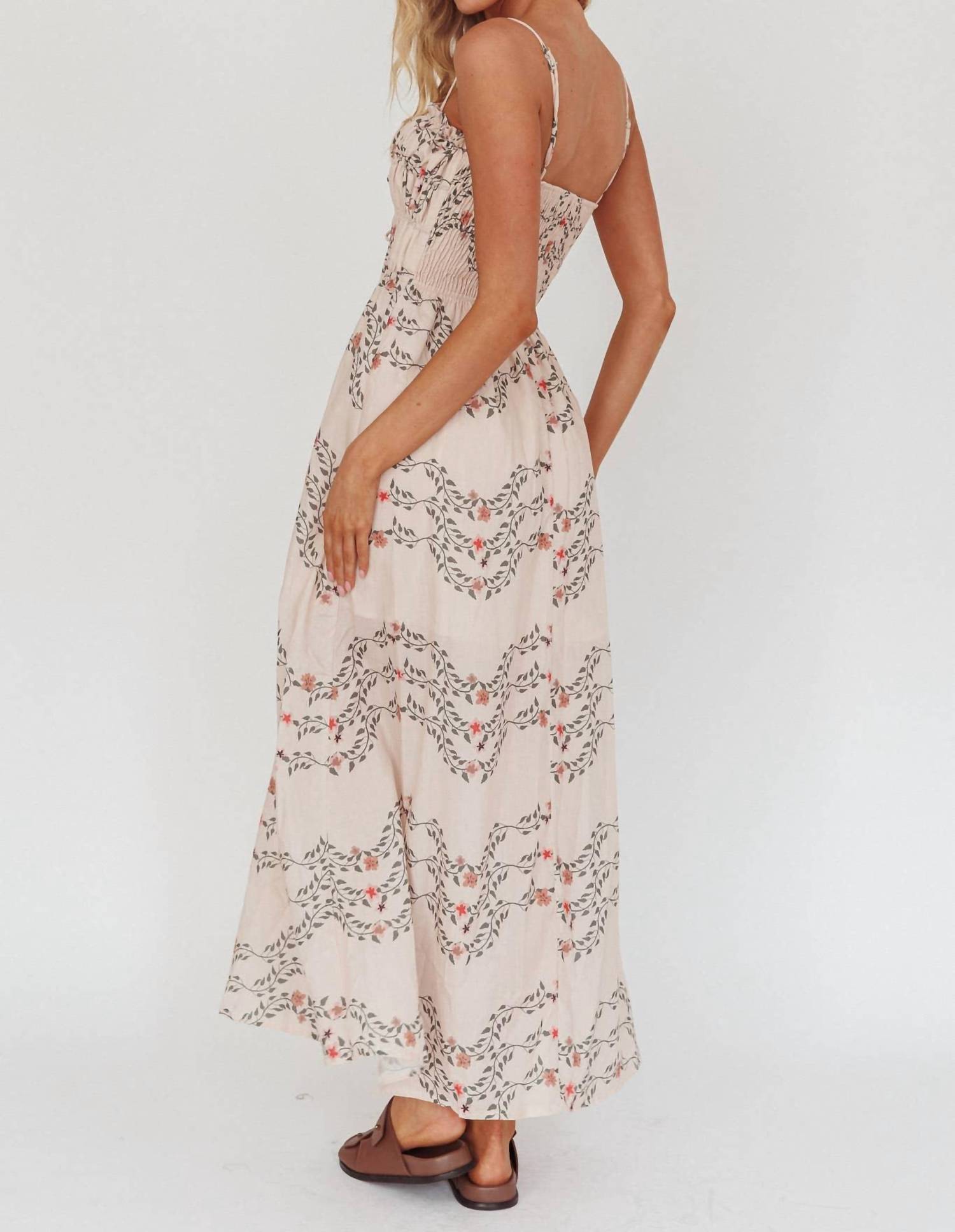 One And Only Collective - Shirred Tie Front Floral Maxi Dress