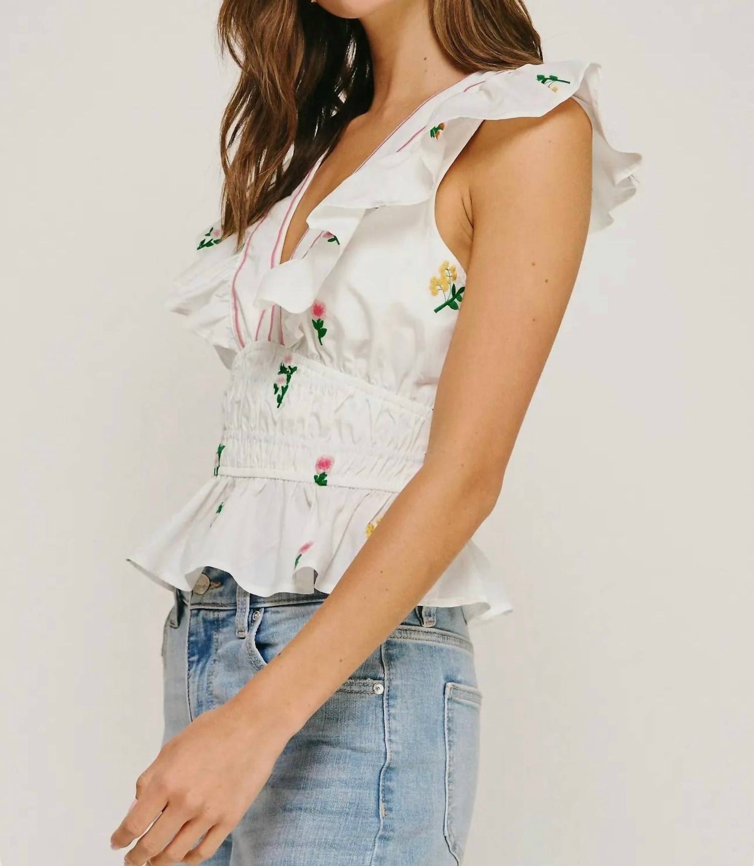 Strut & Bolt - Women's Flower Bouquet Embroidery Top