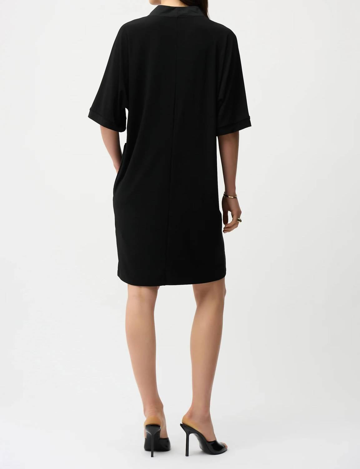 Joseph Ribkoff - Notched V-neck Half Sleeve Shift Dress