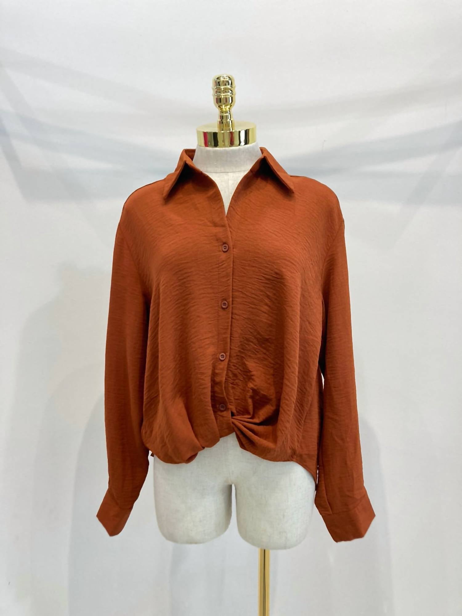 Meet Me in Santorini Women's Sunset Button Up Blouse in santorini women s sunset button up blouse in rust - women's blouse - view 4