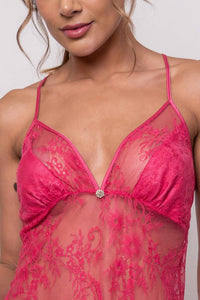 Mari M Lingerie Diva Lace Nightie in hot pink - women's item - alternate view
