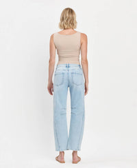 FLYING MONKEY Rebel High Rise Barrel Jean in light wash - women's jeans - detail view