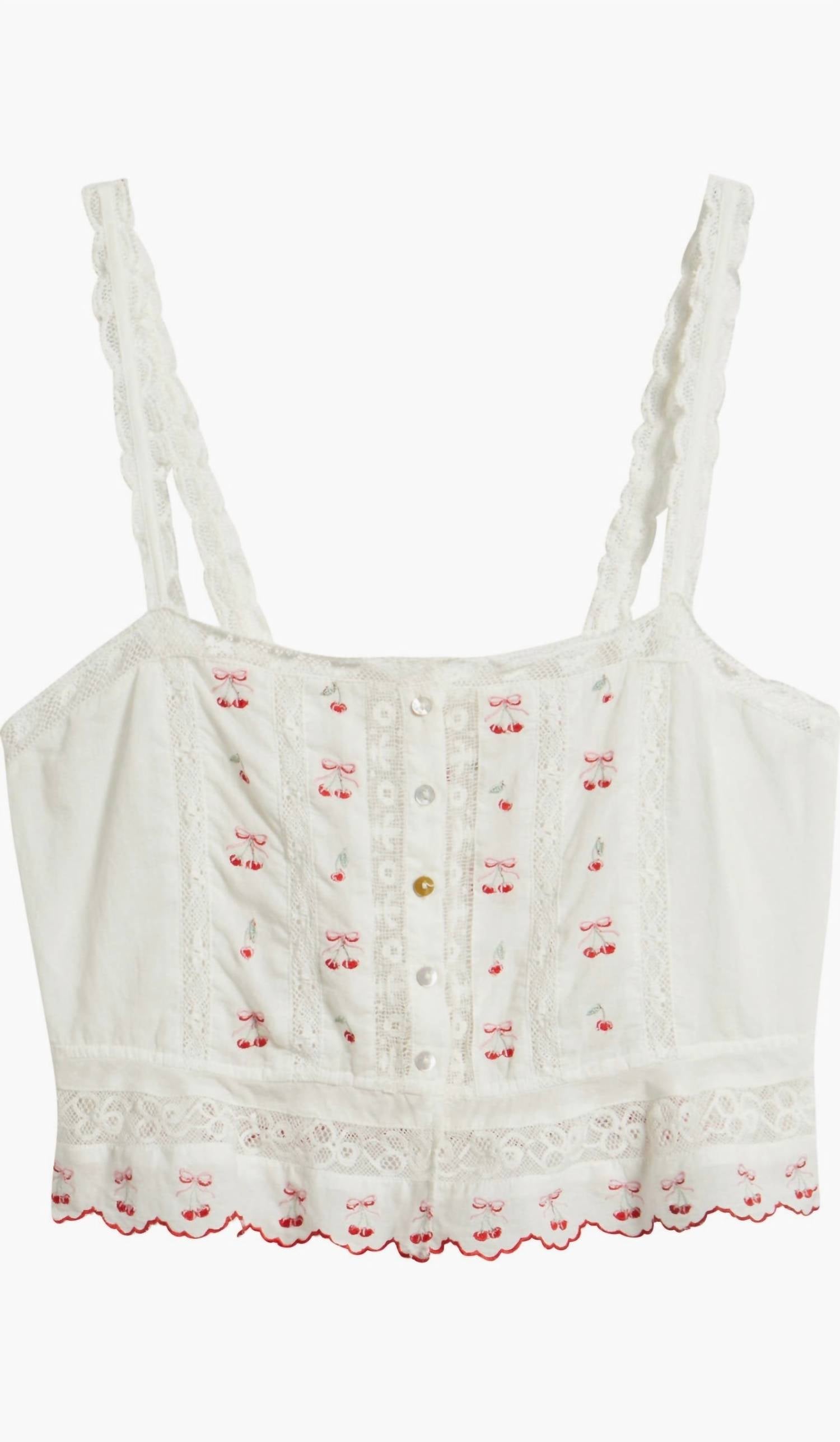 Loveshackfancy - Embroidered Cherry Vietta Top