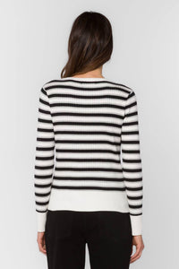 Velvet Heart Janiyah Top in black silver stripe - women's long sleeve top - alternate view