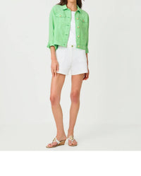 Lilly Pulitzer Seaspray Linen Jacket in jackfruit - women's jacket - detail view