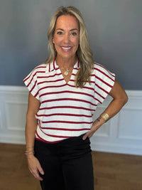 Cloud Ten - Christy Stripe Collared Top