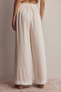 Forte - Embroidered Square Neck Tank And Wide Leg Pants Set