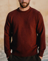 Anian The Cashmino Crewneck Top in merlot - men's sweater - detail view
