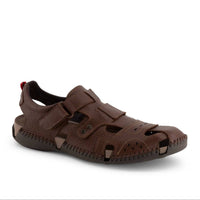 Andrea Men's Velcro Closure Leather Sandal in brown - men's sandal - alternate view