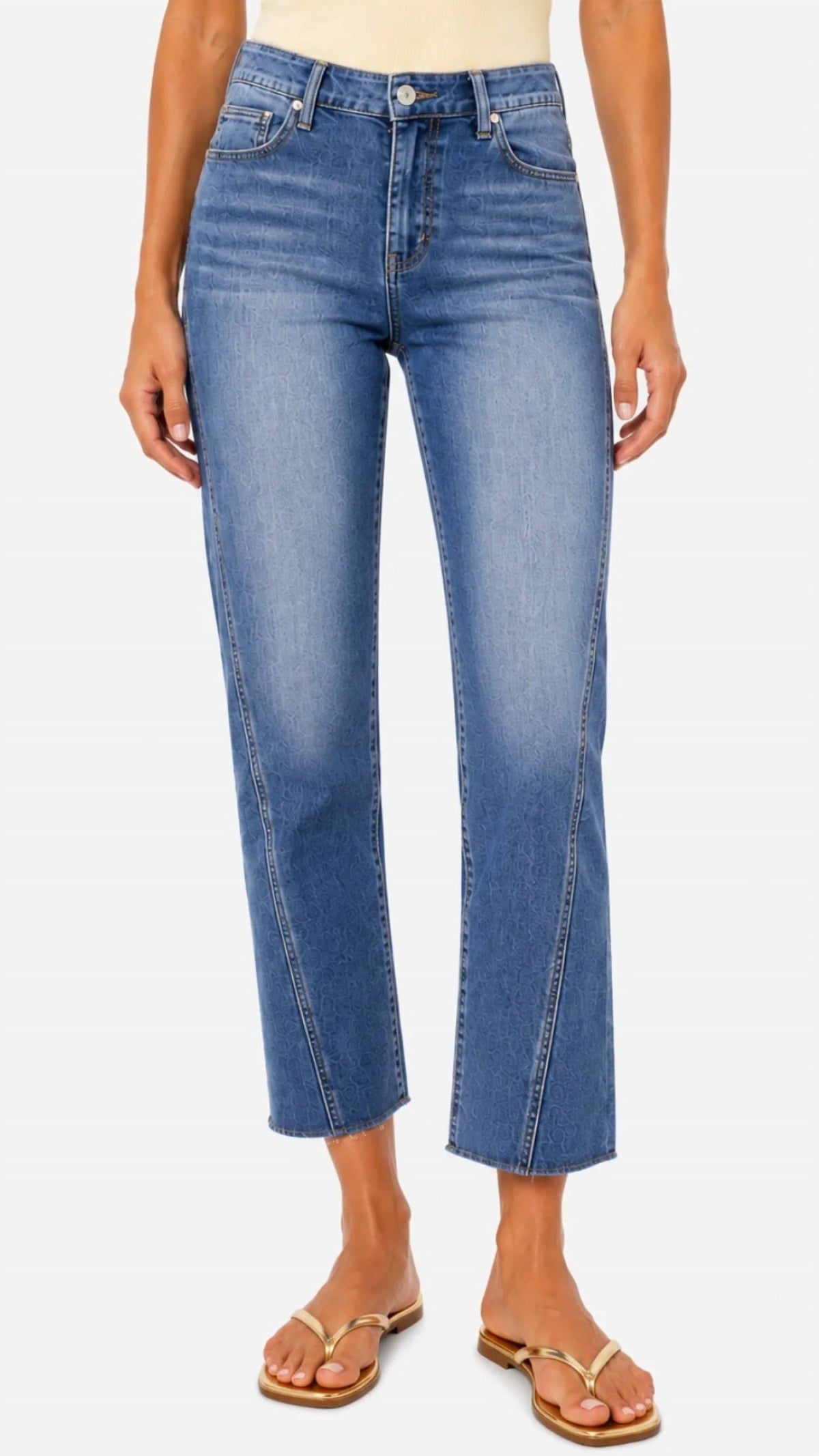 1822 Denim - Silk Ankle Straight Jeans With Seam Detail
