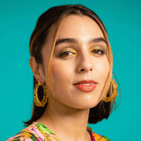 Gold & Honey - Women's Lucite Bamboo Hoop Earrings