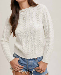 Bluivy - Scallop Edge Open Knit Sweater