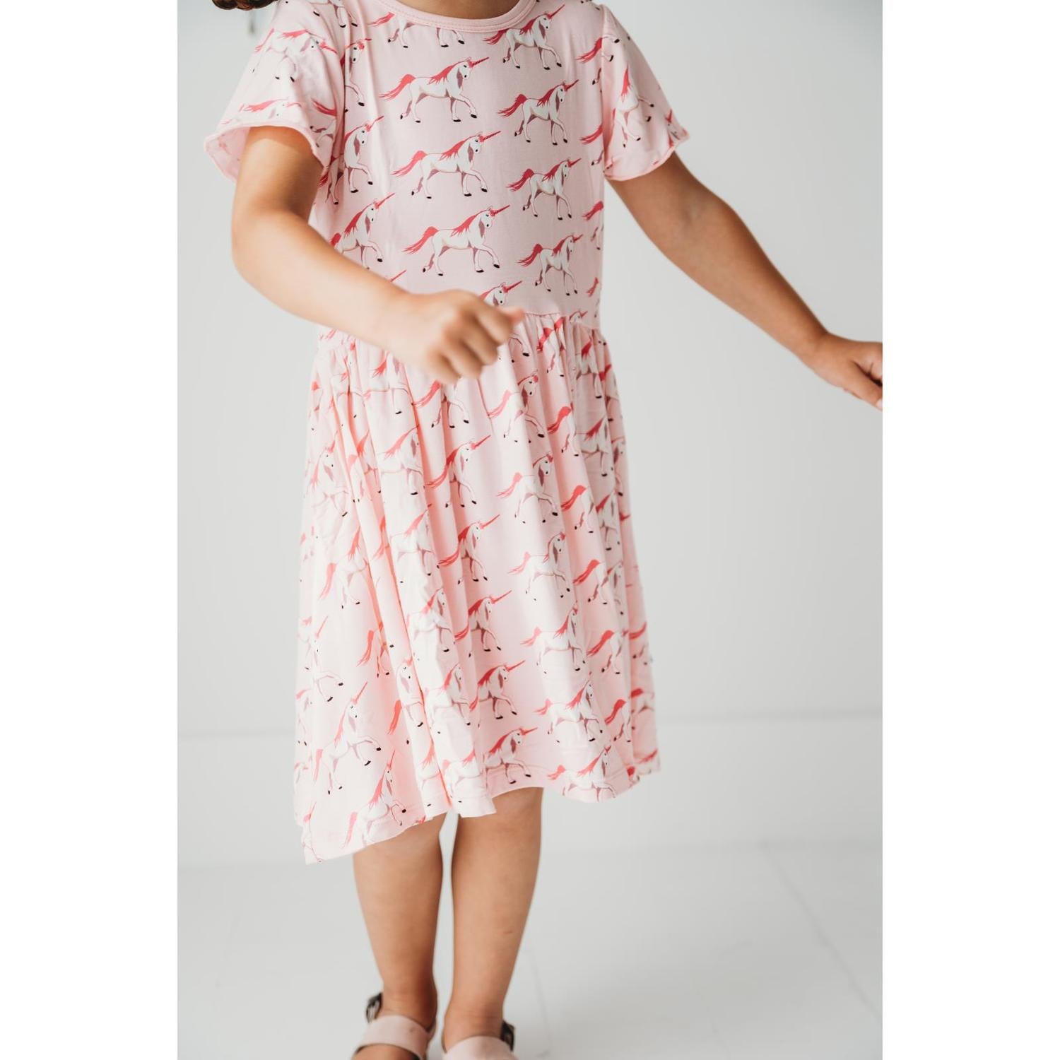 Kickee - Flutter Sleeve Twirl Dress with Pockets