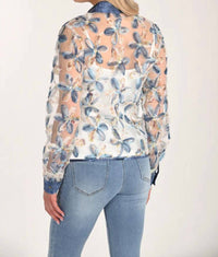 Frank Lyman - Eden Embellished Raised Floral Lace Blouse