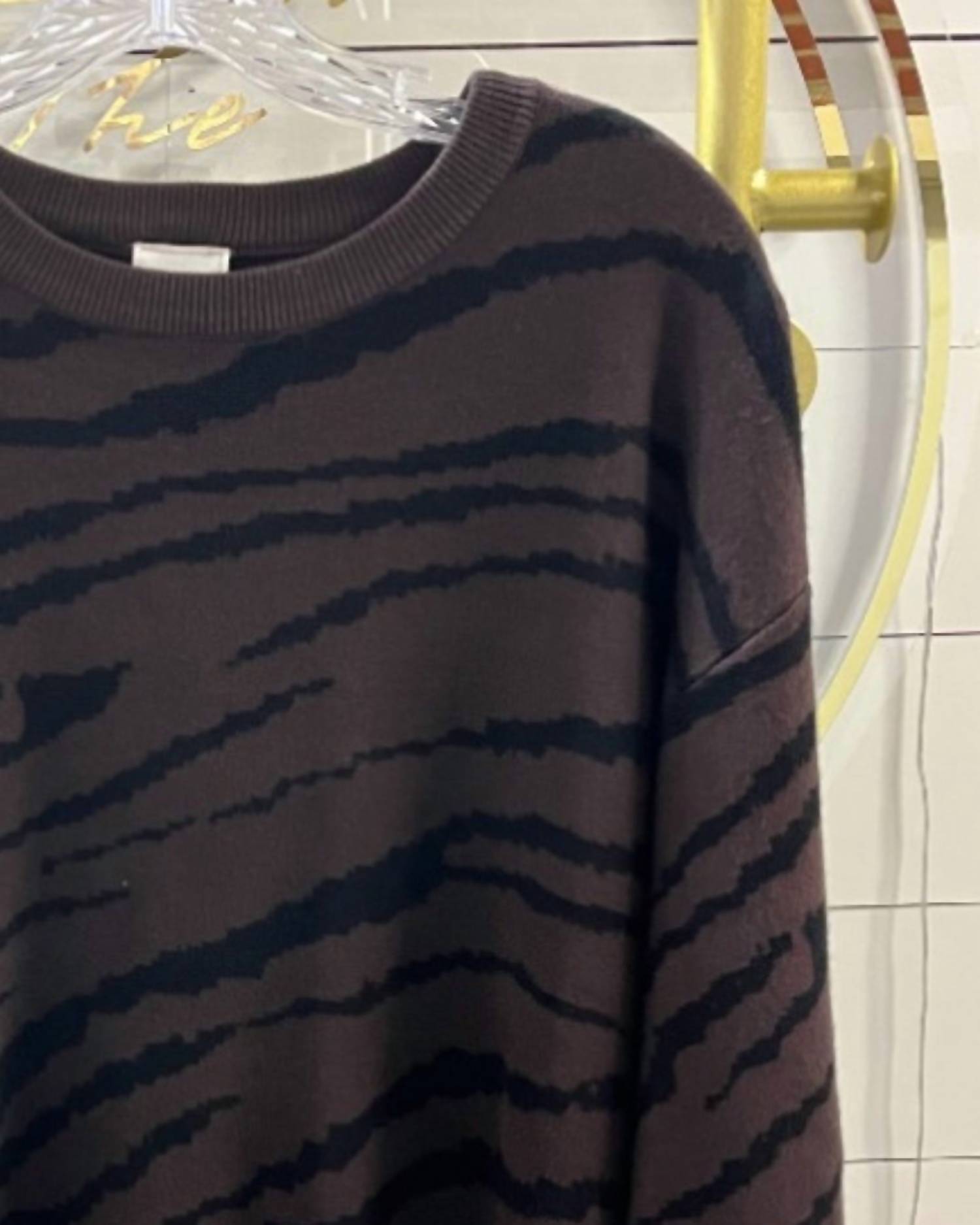 Zac & Rachel Women's Zebra Sweater in chocolate black - women's sweater - detail view