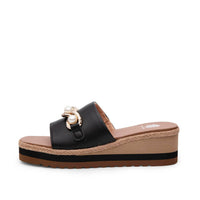 YELLOWBOX Women's Adelfia Sporty Wedge Sandal in black and pearl - women's sandal