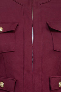 Carmen Marc Valvo - Crew Neck Woven Knit Jacket With Pockets