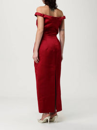 Magda Butrym Women's Off The Shoulder Dress in bordeaux - women's dress - detail view