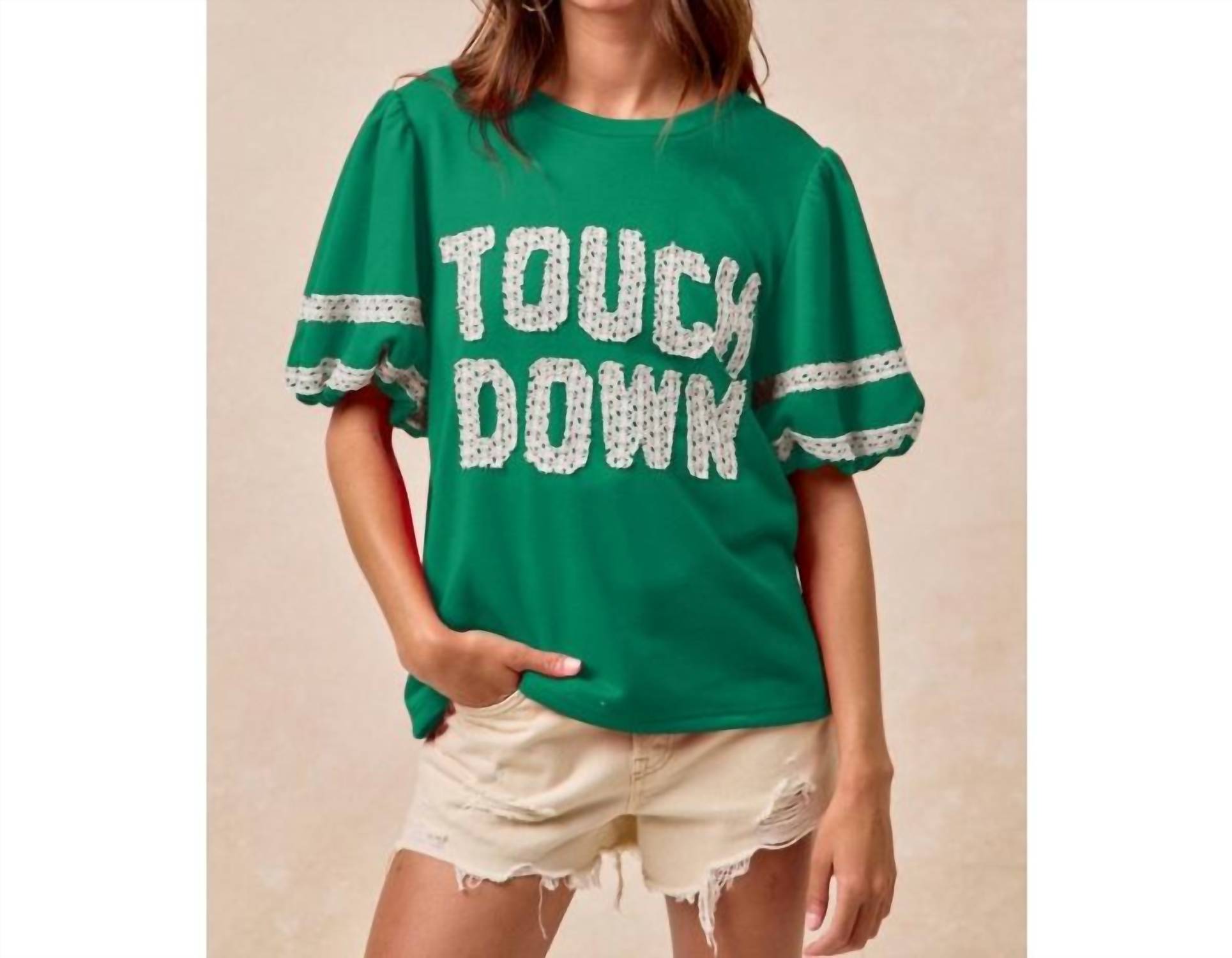 Bibi - Gameday Theme Sleeve Touch Down Patchwork Top
