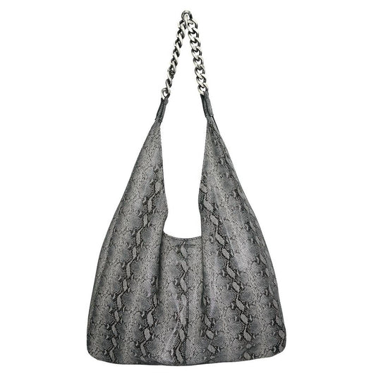 Streets Ahead - Women's Leather Chain Detail Hobo Bag