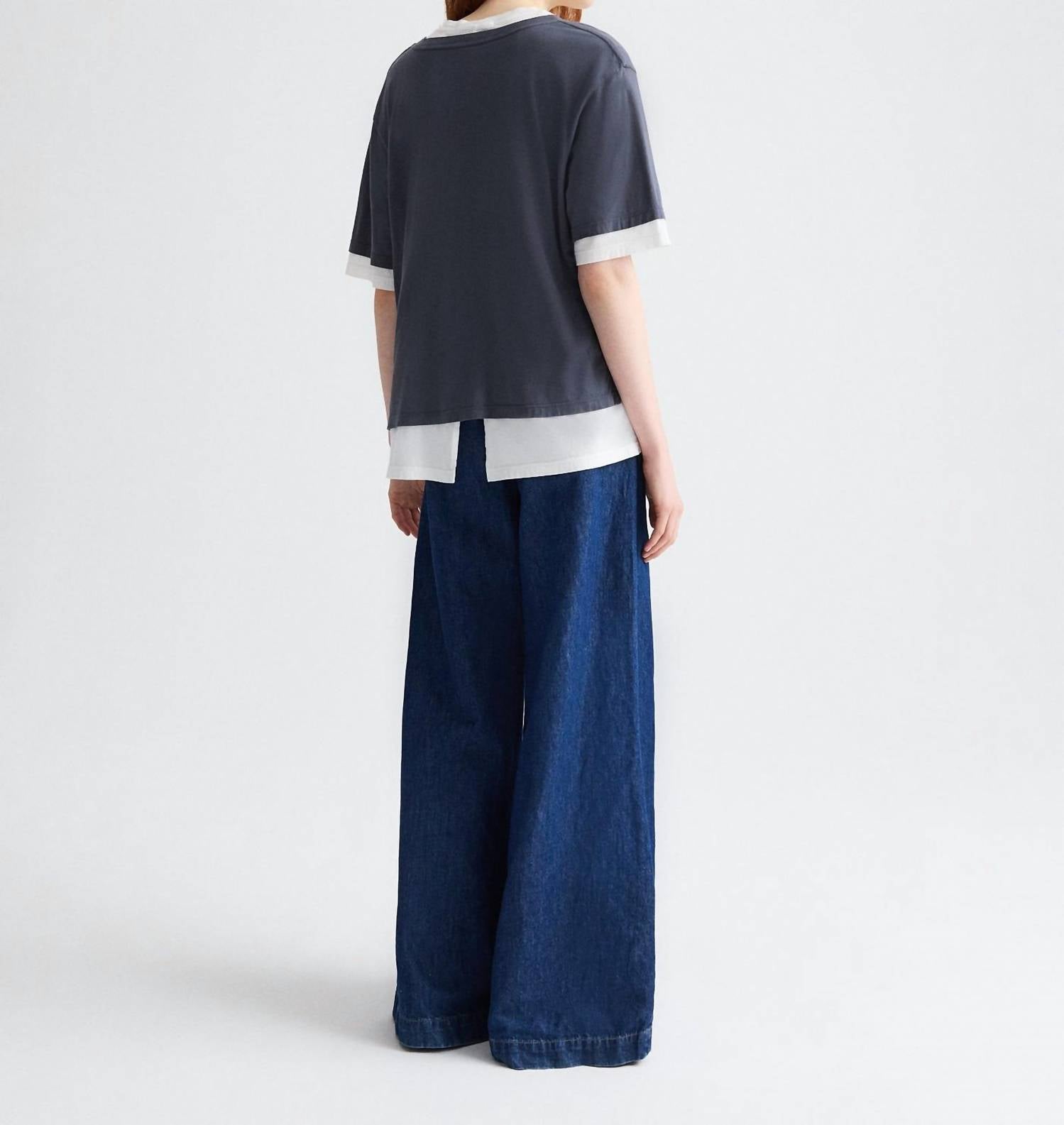 TWP Double Up Tee in charcoal white - women's t-shirt - view 5