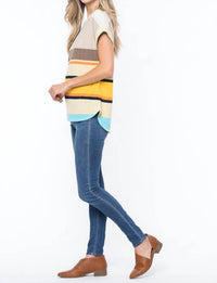 Tea N Rose - Colorblock Stripe Dolman Sleeve Top