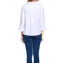 Multiples - 3/4 Sleeve Scallop Button Front Shirt