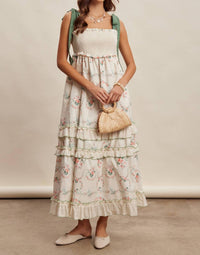 Listicle - Floral Smocked Tiered Maxi Dress