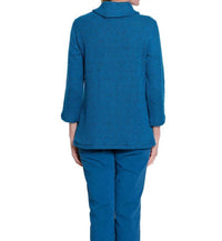 Multiples - 3/4 Sleeve Cowlneck Faux Button Top - Plus