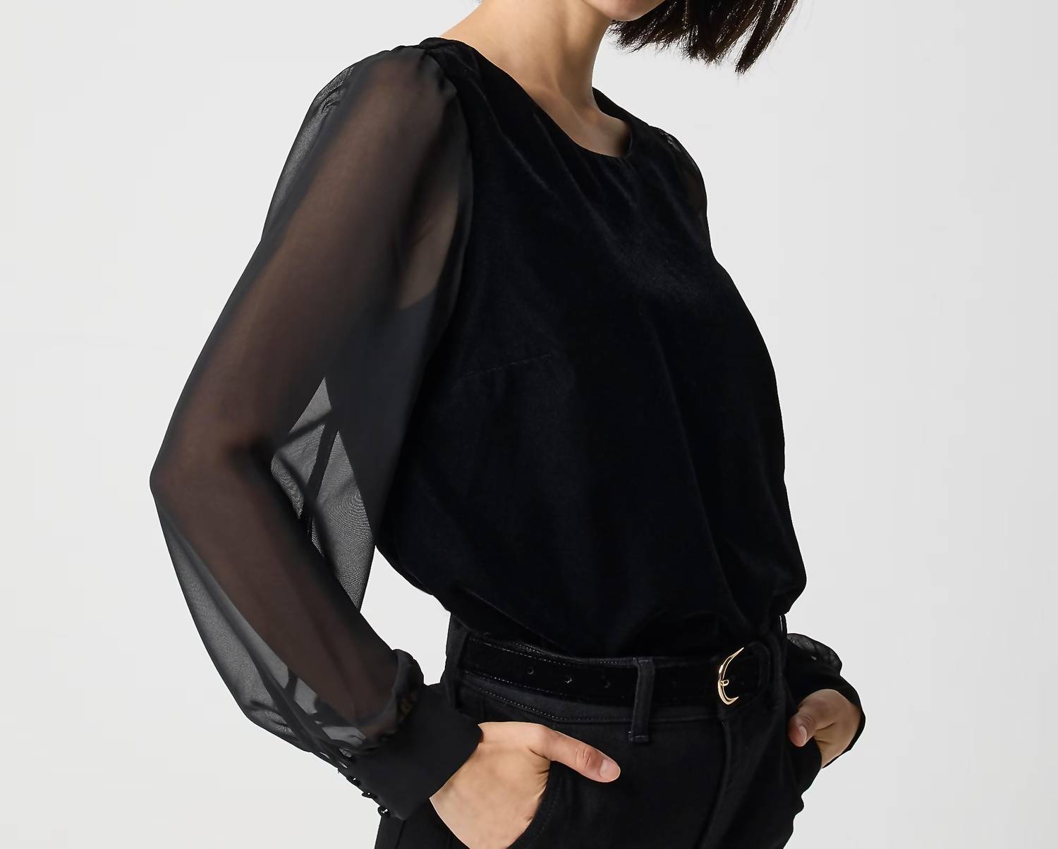 J.Crew - Velvet Puff-sleeve Top