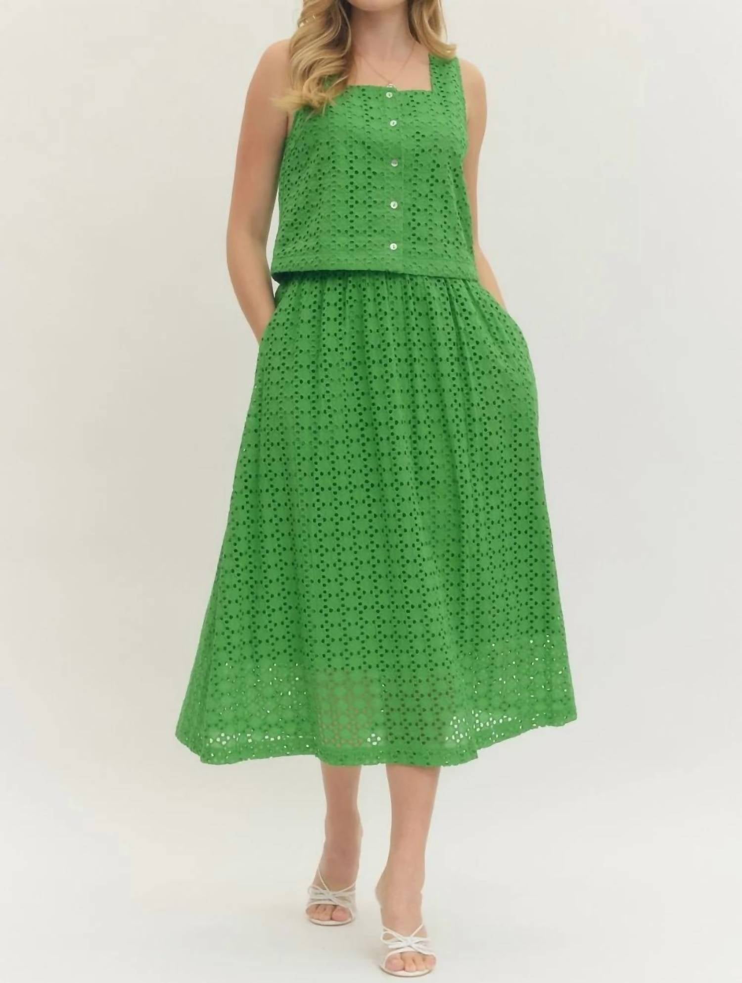 Entro - Eyelet Detailed Midi Skirt
