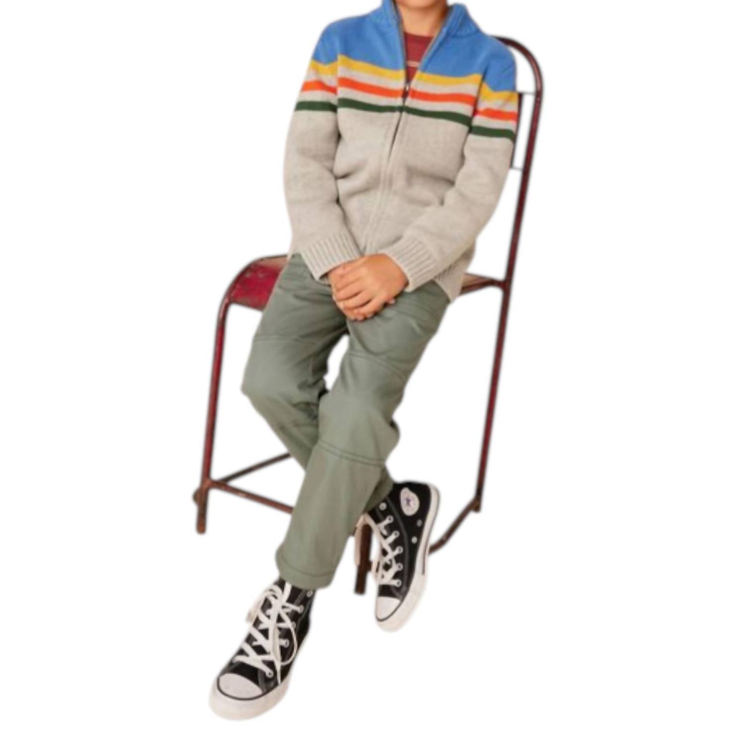 Tea Collection - Striped Traveler Zip Sweater