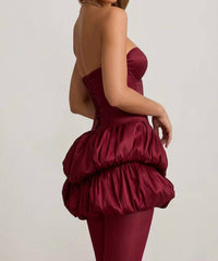 Oh Polly - Laela Satin Bubble Hem Corset Mini Dress