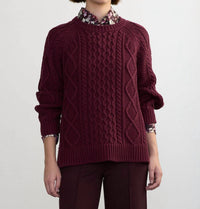 Margaret O'Leary Deidre Cable Pullover in wine - women's sweater