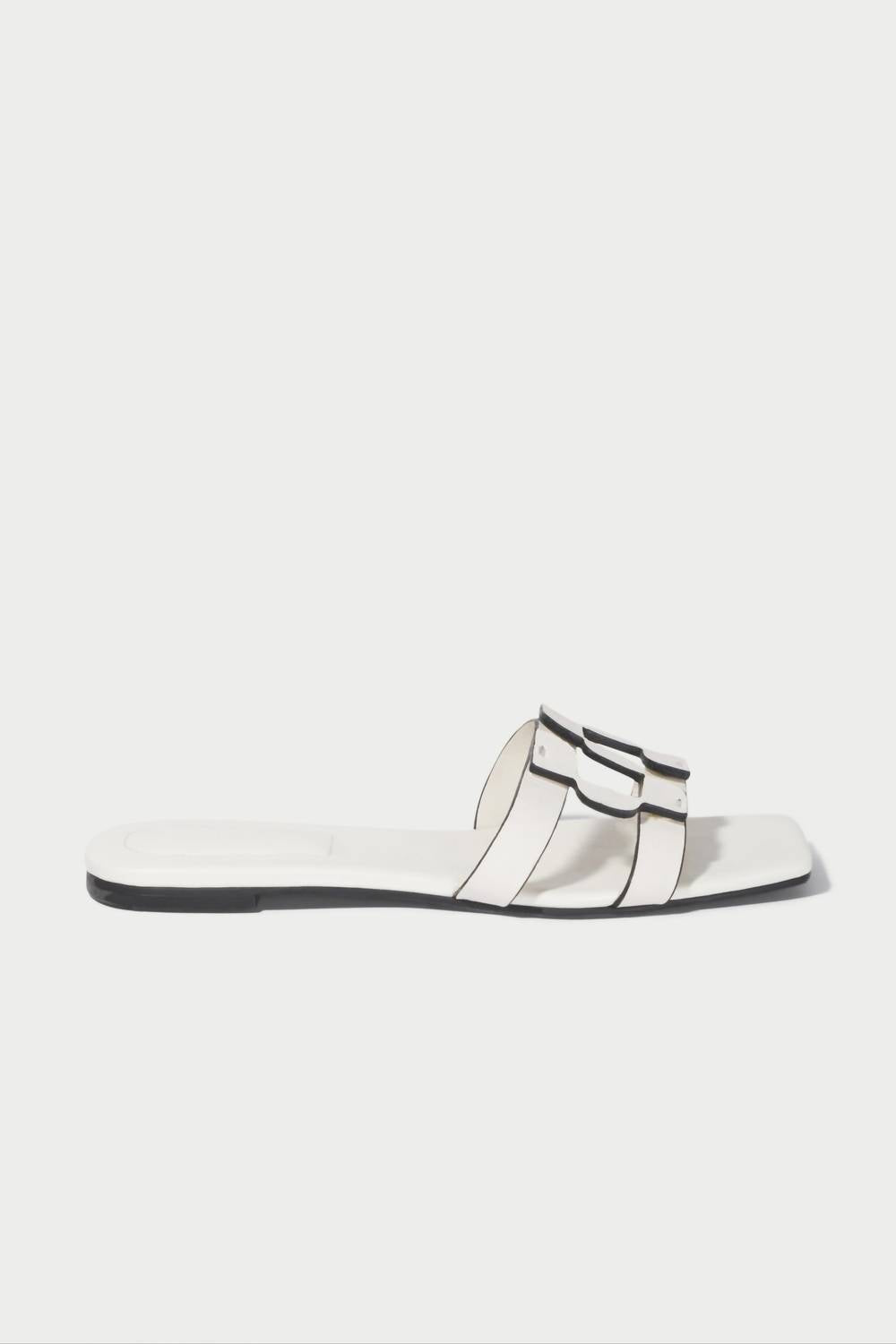 SIMKHAI Women's Monogram Flat Slide in ivory - women's sandal - alternate view