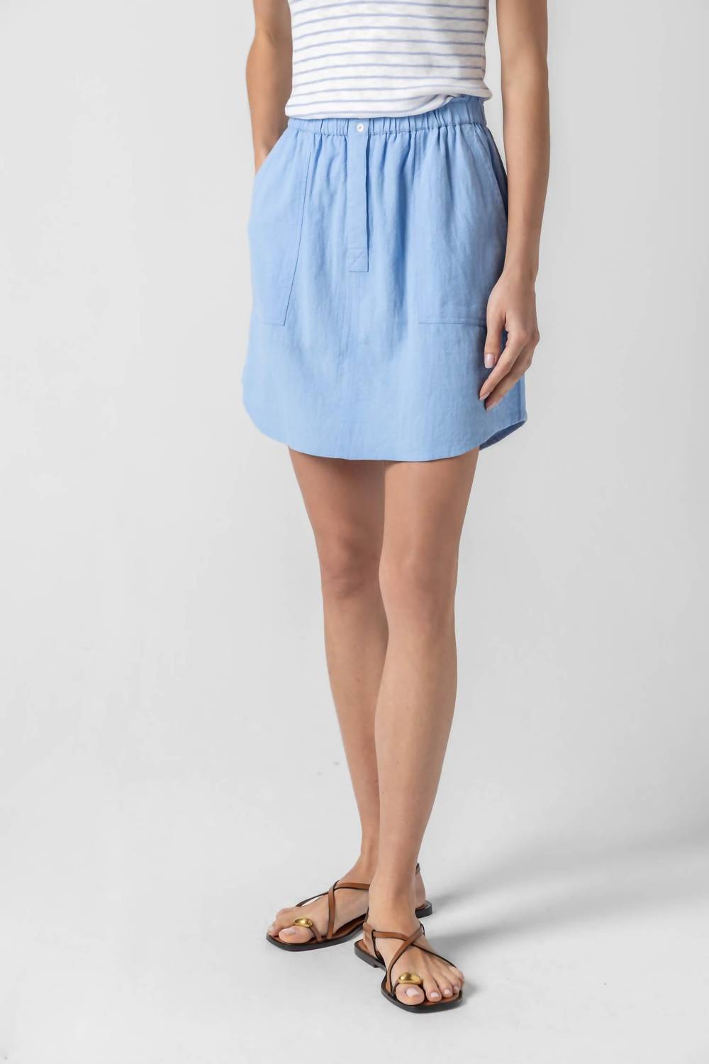 Lilla P - Air Textured Cotton Round Hem Skirt