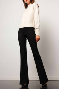 Avenue Montaigne Bellini Flannel Flare Pant in black - women's pants - detail view