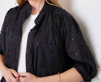 Karen Kane Long Sleeve Beaded Sequin Shirt in black - women's long sleeve top - view 5