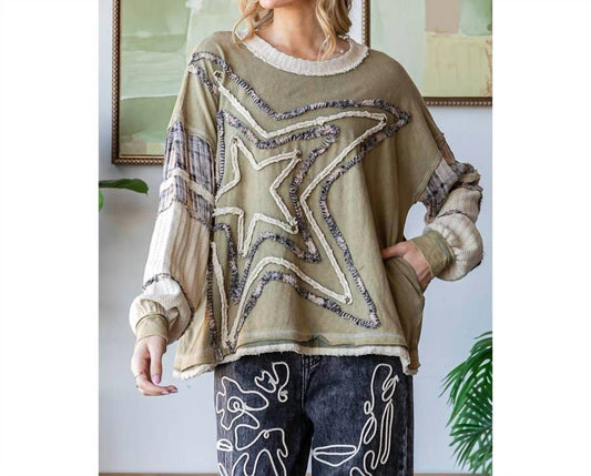 Oli & Hali - Star Patchwork Long Sleeve Knit Top